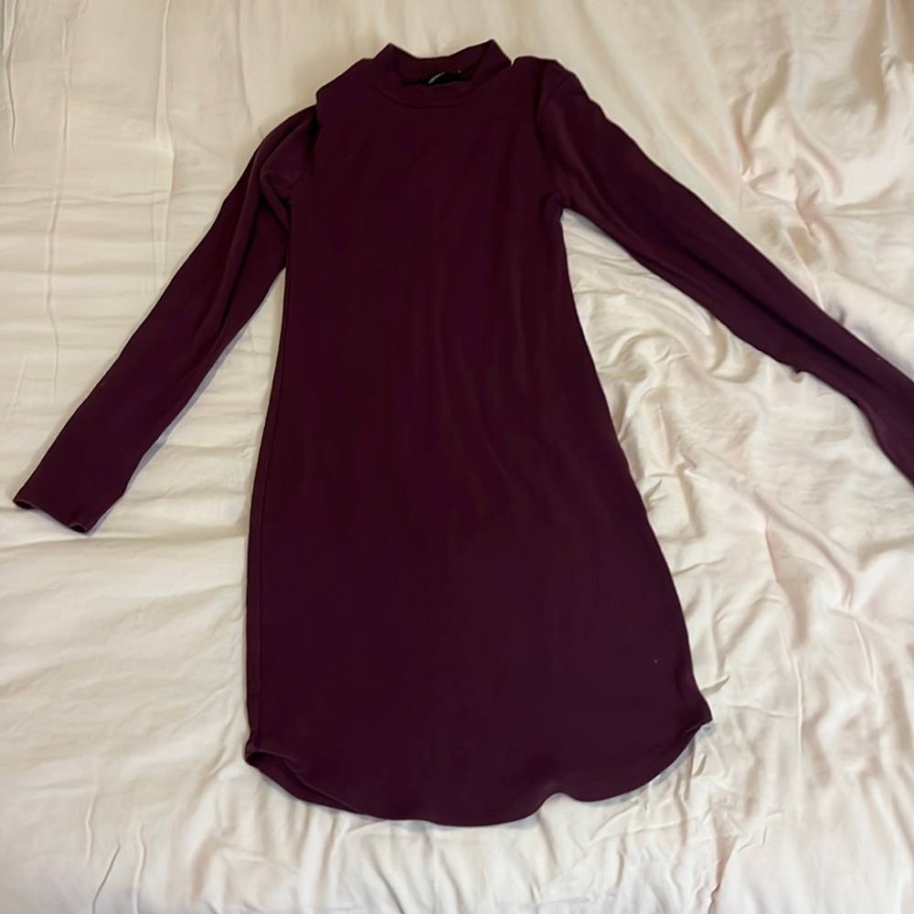Forever 21 Bodycon Mock Neck Purple Long Sleeves Dress